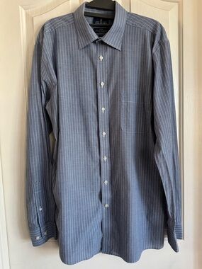 Stafford Gray-Blue Pinstripe Dress Shirt Men’s Size 17 36/37